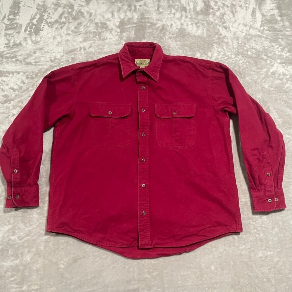 Cabelas Shirt Mens XL Red Deerkskin Soft Chamois Heavyweight Outdoor Flannel